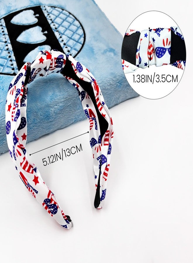 ZHAZHANIU White American Flag Headbands for Women 4th of July Headband Patriotic USA Bow Star Knotted Hair Hoop Wide Independence Day for Hair Accessories - Image 2